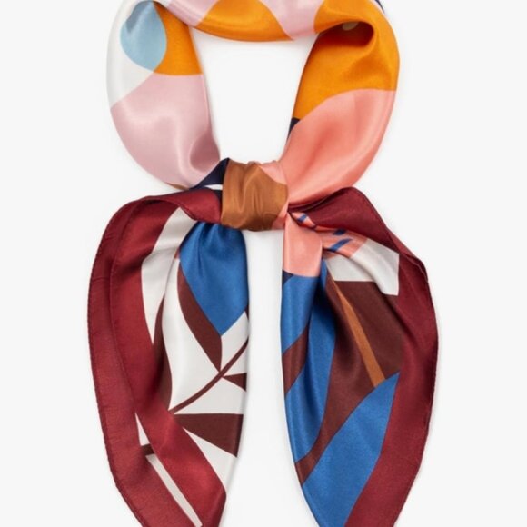 35" Square Silk Like Head Scarf - Women's Fashion Silk Feeling Scarf - Picture 4 of 4